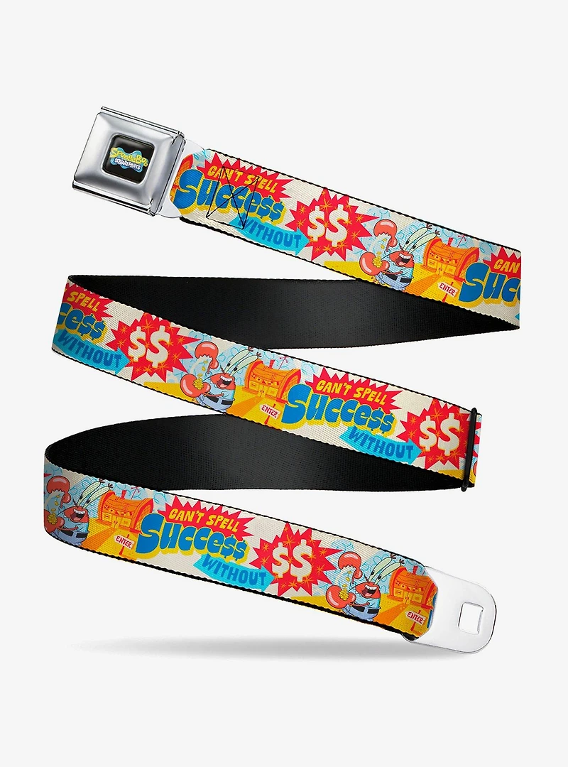 SpongeBob SquarePants Mr Krab Krusty Krab Succce$$ Collage Multi Youth Seatbelt Buckle Belt