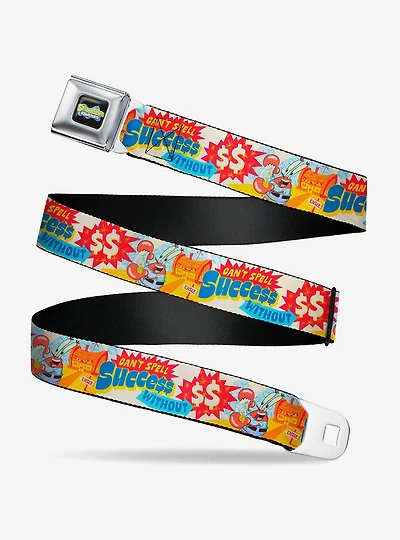 SpongeBob SquarePants Mr Krab Krusty Krab Succce$$ Collage Multi Youth Seatbelt Buckle Belt