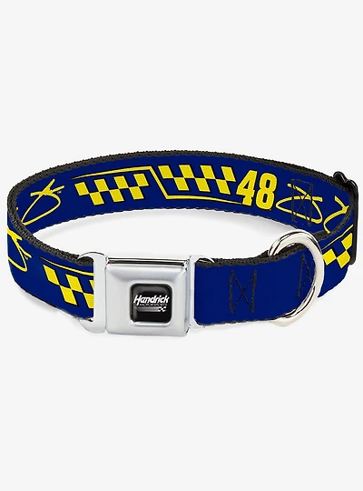 Hendrick Motorsports Jimmie Johnson #48 Autograph Checker Seatbelt Buckle Dog Collar