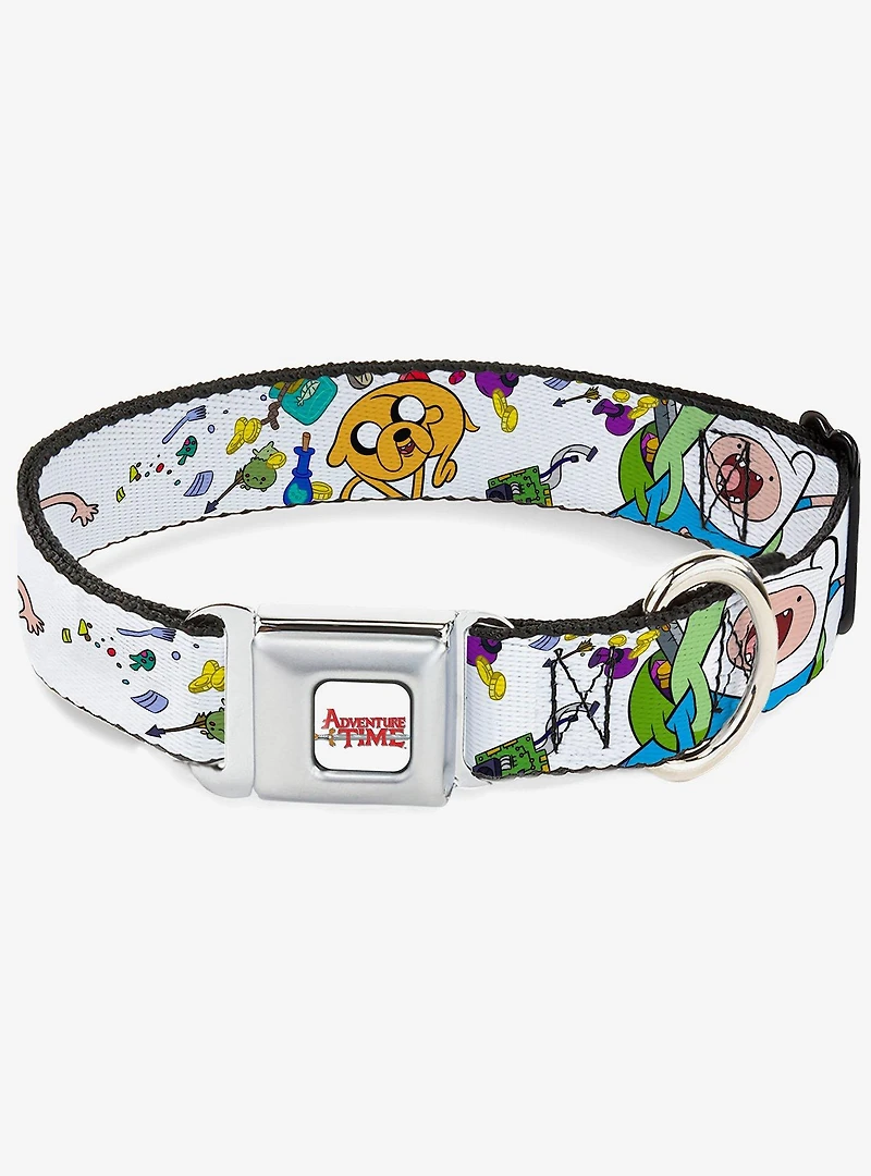 Adventure Time Jake and Finn Open Pack Pose Seatbelt Buckle Dog Collar