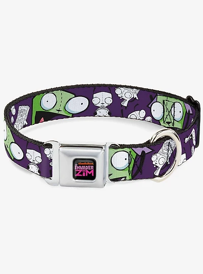 Invader Zim GIR Poses and Sketch Purple Seatbelt Buckle Dog Collar