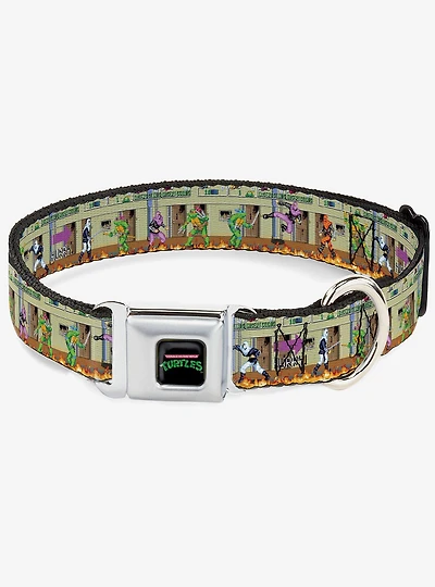 Teenage Mutant Ninja Turtles Battle Foot Soldiers Video Game Scene Seatbelt Buckle Dog Collar