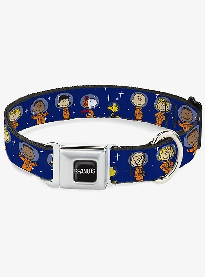 Peanuts Gang Astronauts Standing Poses Stars Seatbelt Buckle Dog Collar
