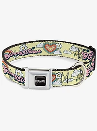 Peanuts Snoopy Flying Ace and Woodstock Groovy Quotes Collage Seatbelt Buckle Dog Collar