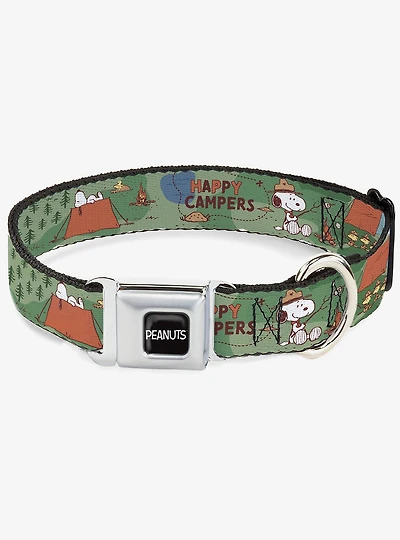 Peanuts Happy Camper Beagle Scouts Scenes Seatbelt Buckle Dog Collar