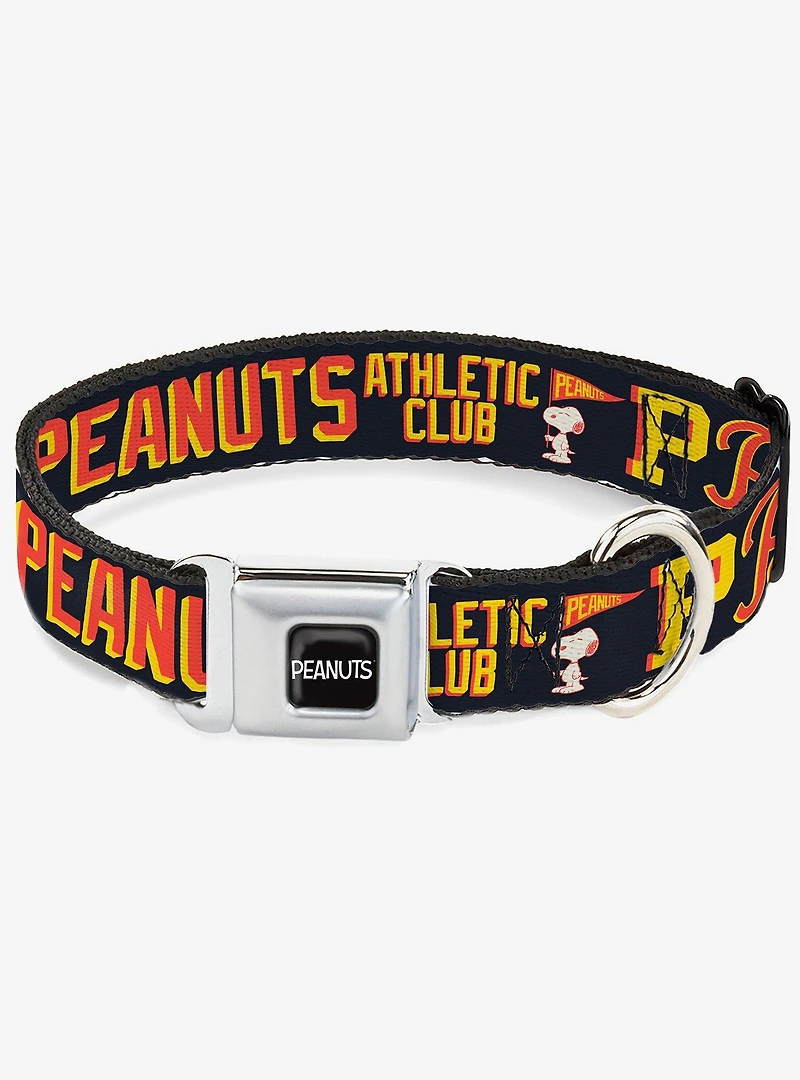 Peanuts Athletic Club Poses and Quotes Black Seatbelt Buckle Dog Collar