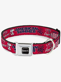 Peanuts Gang American Summer Poses Red Seatbelt Buckle Dog Collar