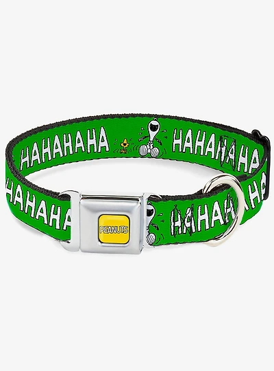 Peanuts Snoopy and Woodstock Laughing HaHa Pose Seatbelt Buckle Dog Collar