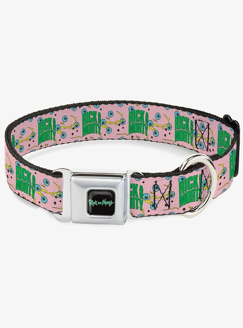 Rick and Morty Text Eyeball Collage Seatbelt Buckle Dog Collar