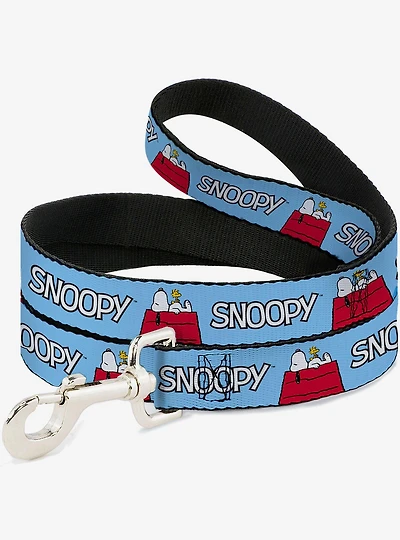 Peanuts Snoopy and Woodstock Dog House Pose Text Leash