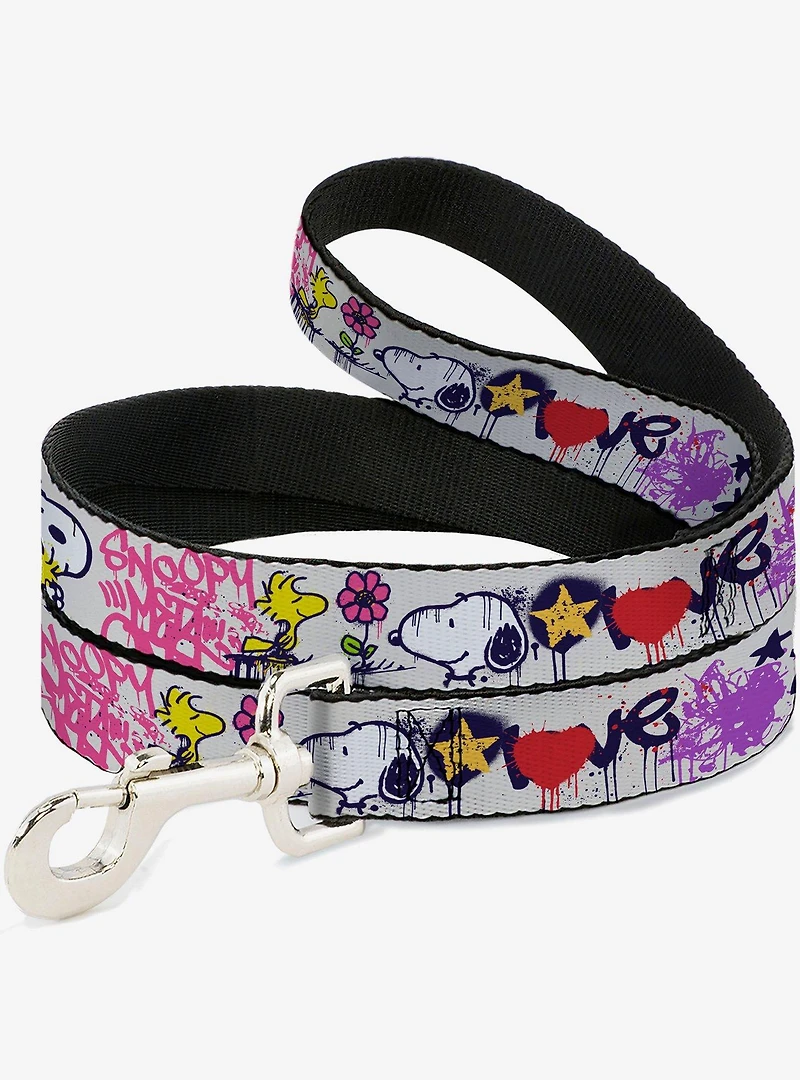 Peanuts Snoopy and Woodstock Graffiti Collage Multi Dog Leash
