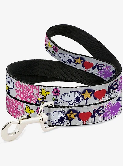 Peanuts Snoopy and Woodstock Graffiti Collage Multi Dog Leash