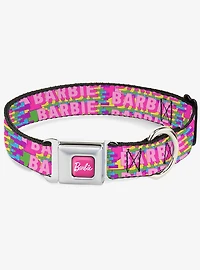 Barbie Bold Text Stacked Pink Multi Seatbelt Buckle Dog Collar