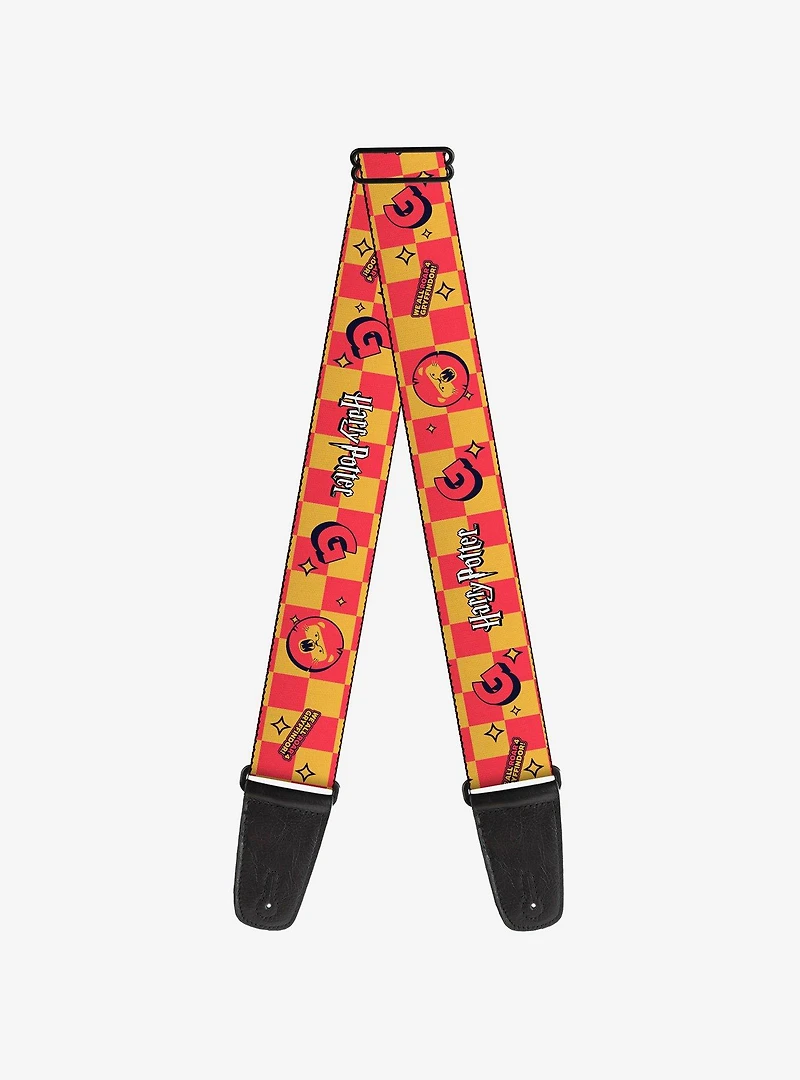 Harry Potter Gryffindor Icons Checker Guitar Strap