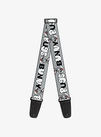 Looney Tunes Bugs Bunny Smiling Face Text Guitar Strap