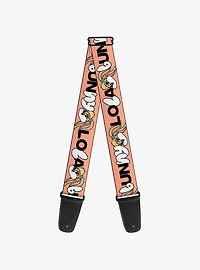 Looney Tunes Lola Bunny Smiling Face Text Peach Guitar Strap