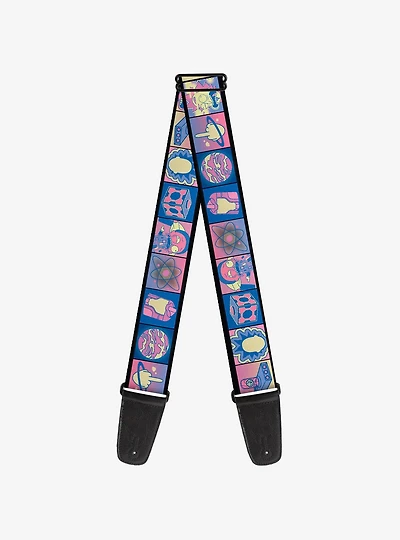 Rick and Morty Character Pose and Icon Blocks Guitar Strap