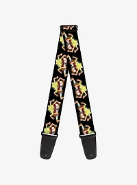 Rick and Morty Full Body Glitch Pose Black Guitar Strap