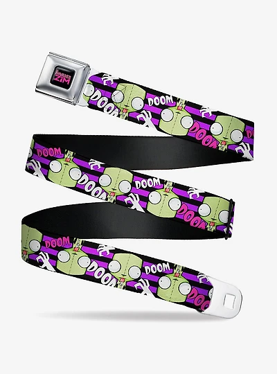 Invader Zim GIR DOOM Collage Stripe Seatbelt Buckle Belt