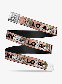 Looney Tunes Lola Bunny Smiling Face Text Peach Seatbelt Buckle Belt
