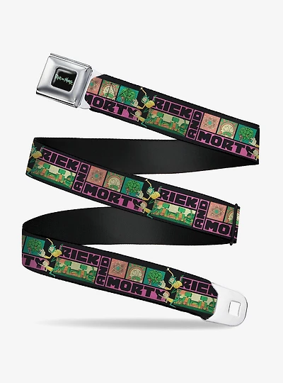 Rick and Morty Text Blocks Scenes Multi Seatbelt Buckle Belt