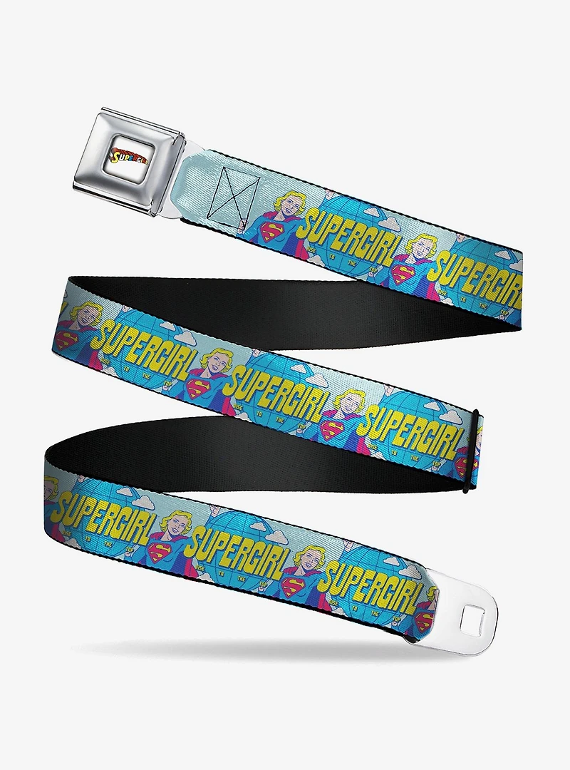 DC Comics Supergirl Rise To the Top Globe Pose Seatbelt Buckle Belt