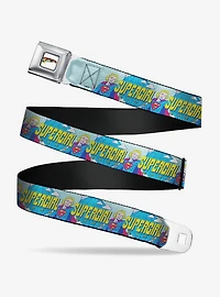 DC Comics Supergirl Rise To the Top Globe Pose Seatbelt Buckle Belt