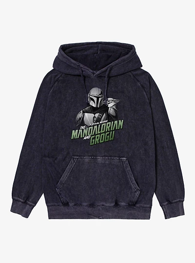 Star Wars The Mandalorian And Grogu Title Logo Mineral Wash Hoodie
