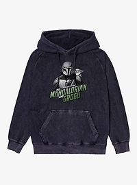 Star Wars The Mandalorian And Grogu Title Logo Mineral Wash Hoodie
