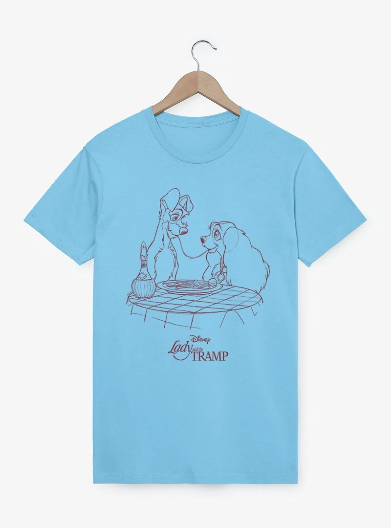 Disney Lady And The Tramp Noodle Night Outline T-Shirt