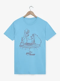 Disney Lady And The Tramp Noodle Night Outline T-Shirt