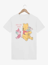 Disney Winnie The Pooh Happy Days Ahead With Piglet Flowers T-Shirt