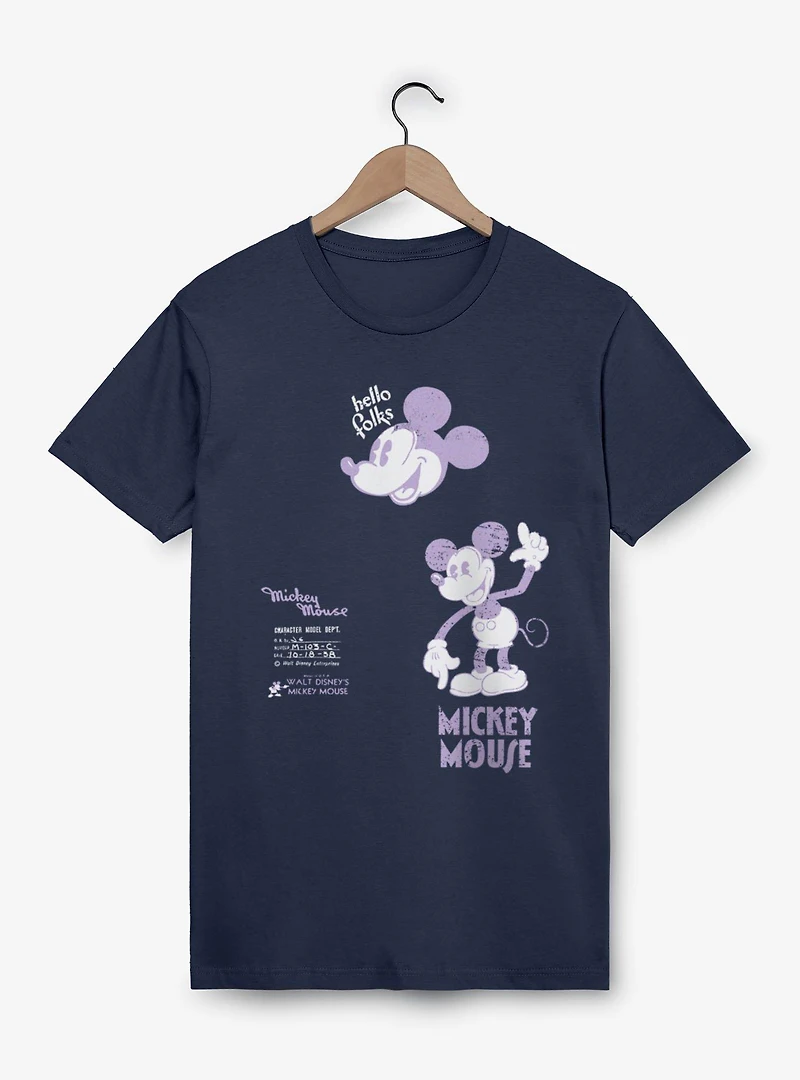 Disney Mickey Mouse Character Model Retro Sketch T-Shirt