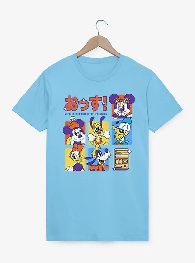 Disney Mickey Mouse Life Is Better With Friends Anime Color Squares T-Shirt