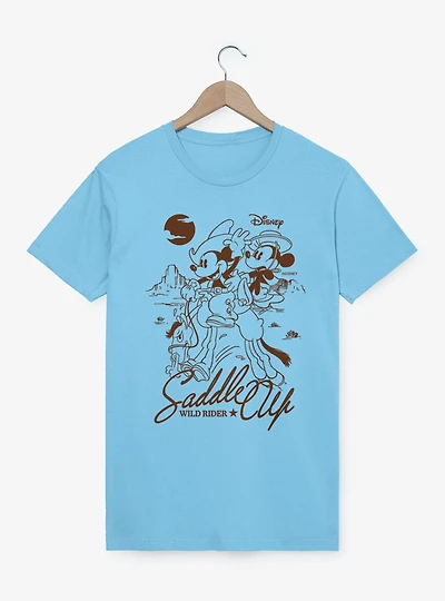 Disney Mickey Mouse Saddle Up Wild Ride Line Art T-Shirt