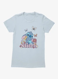 Disney Lilo & Stitch Flowers And Butterfly Womens T-Shirt