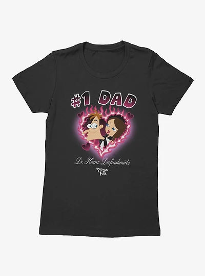 Disney Phineas And Ferb Number 1 Dad Flame Heart Dr. Doofenshmirtz Womens T-Shirt