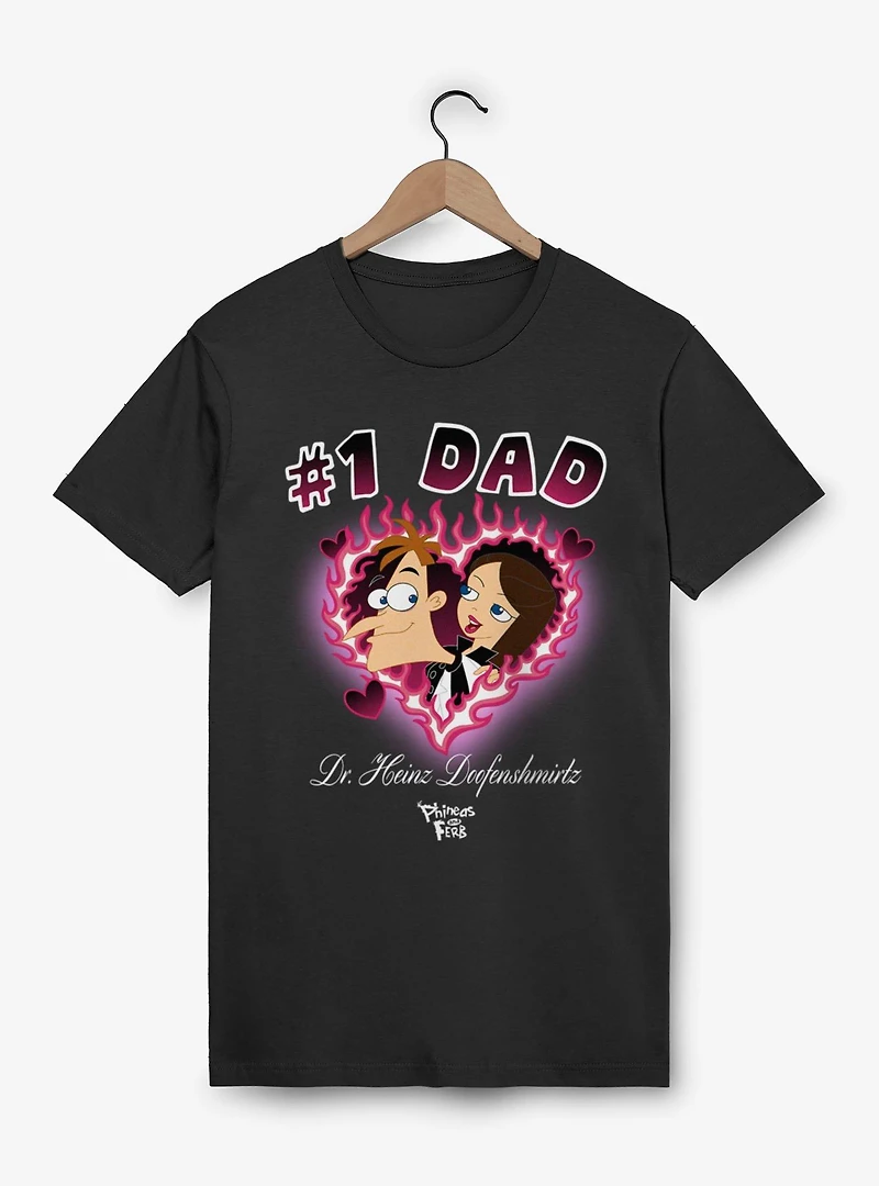 Disney Phineas And Ferb Number 1 Dad Flame Heart Dr. Doofenshmirtz T-Shirt