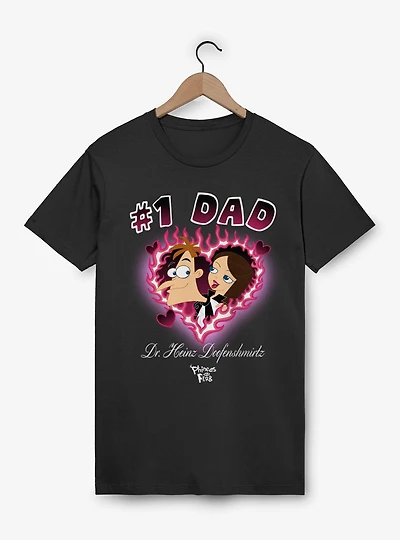 Disney Phineas And Ferb Number 1 Dad Flame Heart Dr. Doofenshmirtz T-Shirt