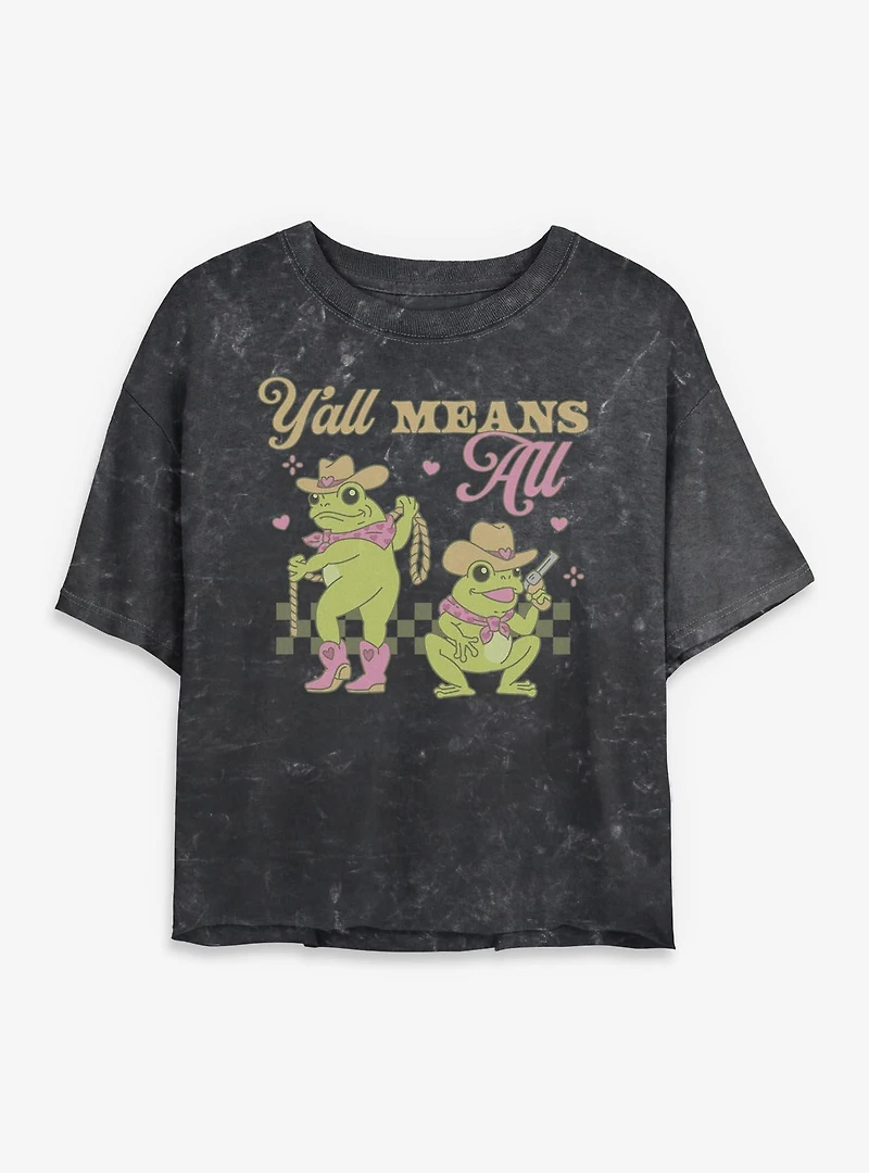 Y?all Means All Western Frogs Pride Womens Mineral Wash Crop T-Shirt BoxLunch Exclusive