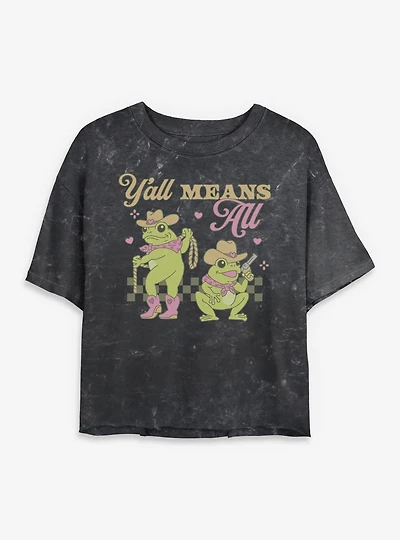 Y?all Means All Western Frogs Pride Womens Mineral Wash Crop T-Shirt BoxLunch Exclusive