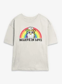 Furby Believe Love Rainbow Womens Skimmer T-Shirt