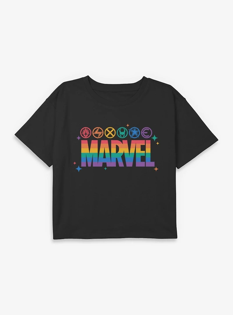 Marvel Icons Rainbow Youth Girls Boxy T-Shirt