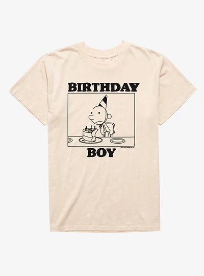 Diary of a Wimpy Kid Birthday Boy Sad Greg Cake Mineral Wash T-Shirt