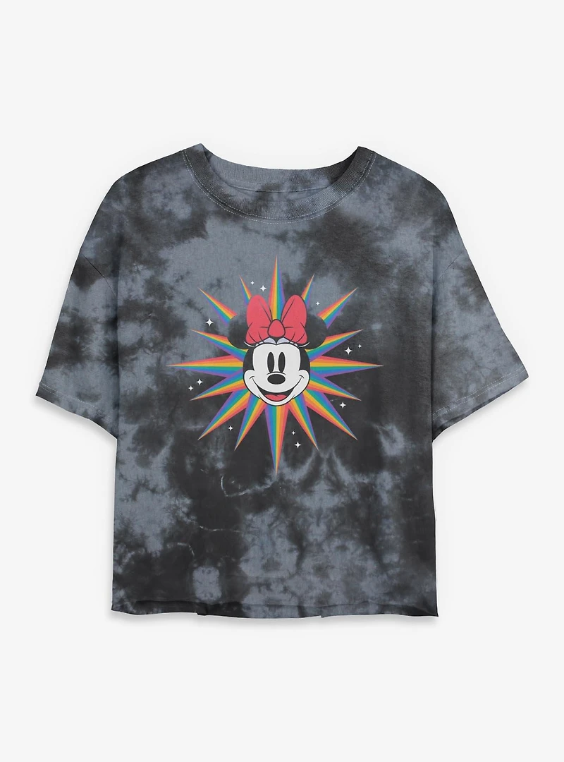 Disney Minnie Mouse Proud Star Womens Tie-Dye Crop T-Shirt