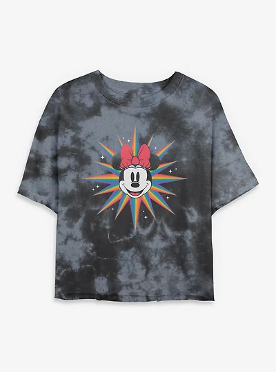 Disney Minnie Mouse Proud Star Womens Tie-Dye Crop T-Shirt