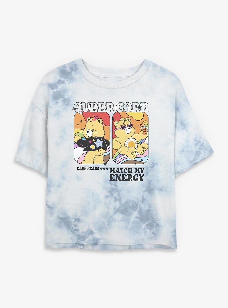 Care Bears Queer Core Match My Energy Womens Tie-Dye Crop T-Shirt