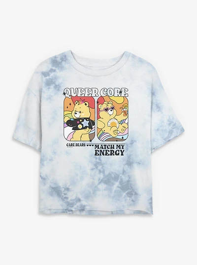 Care Bears Queer Core Match My Energy Womens Tie-Dye Crop T-Shirt