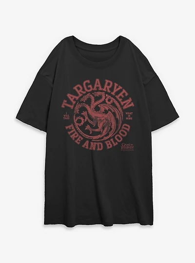 Game Of Thrones Collegiate Targaryen Womens Oversized T-Shirt