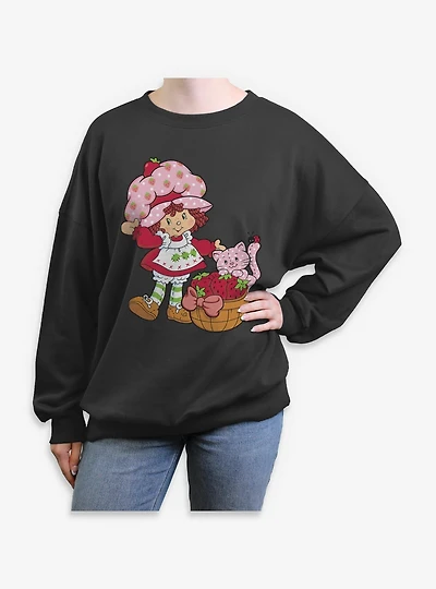 Strawberry Shortcake Custard Basket Womens Oversized Sweatshirt